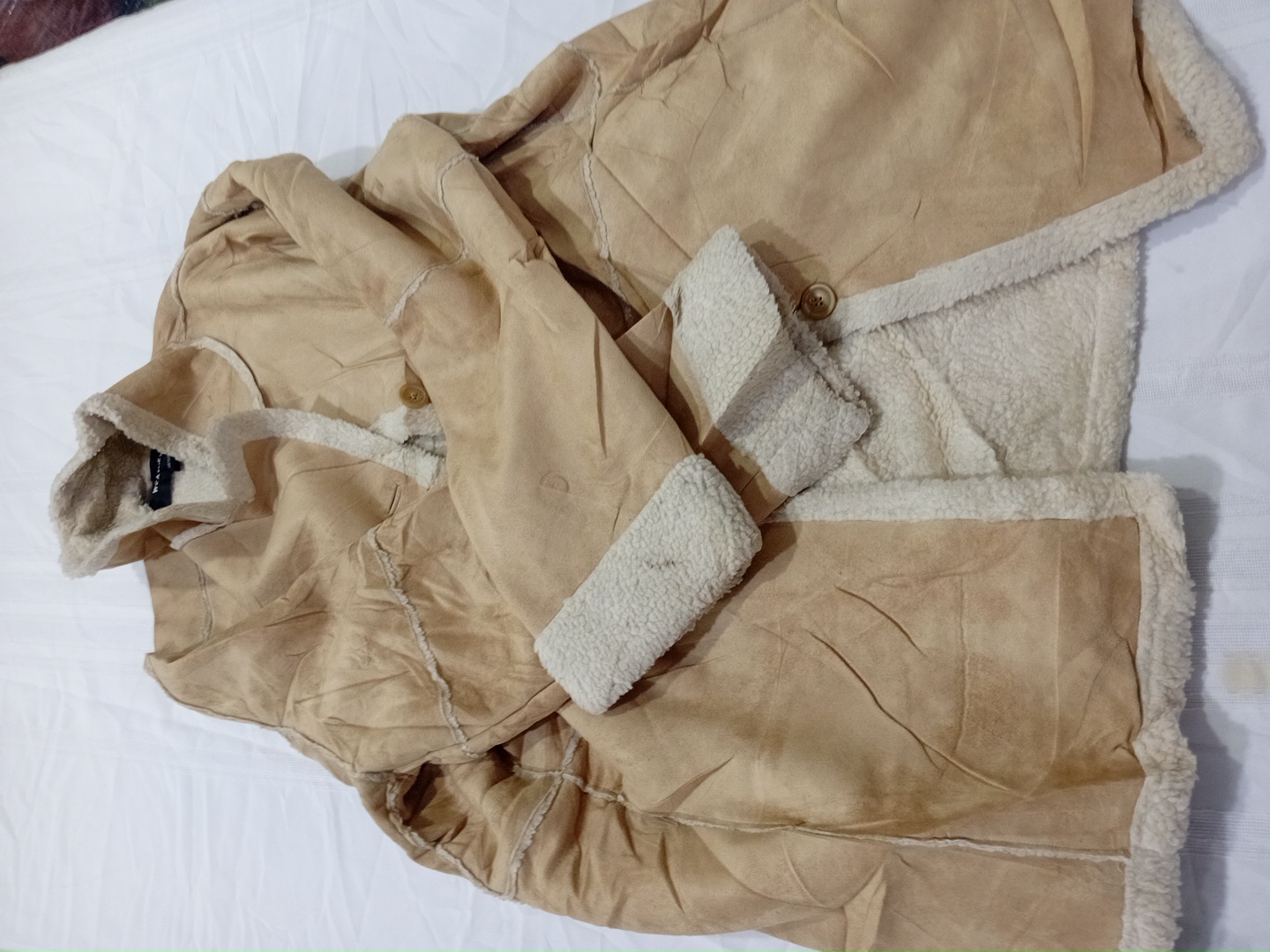 Beige Sherpa-Lined Coat