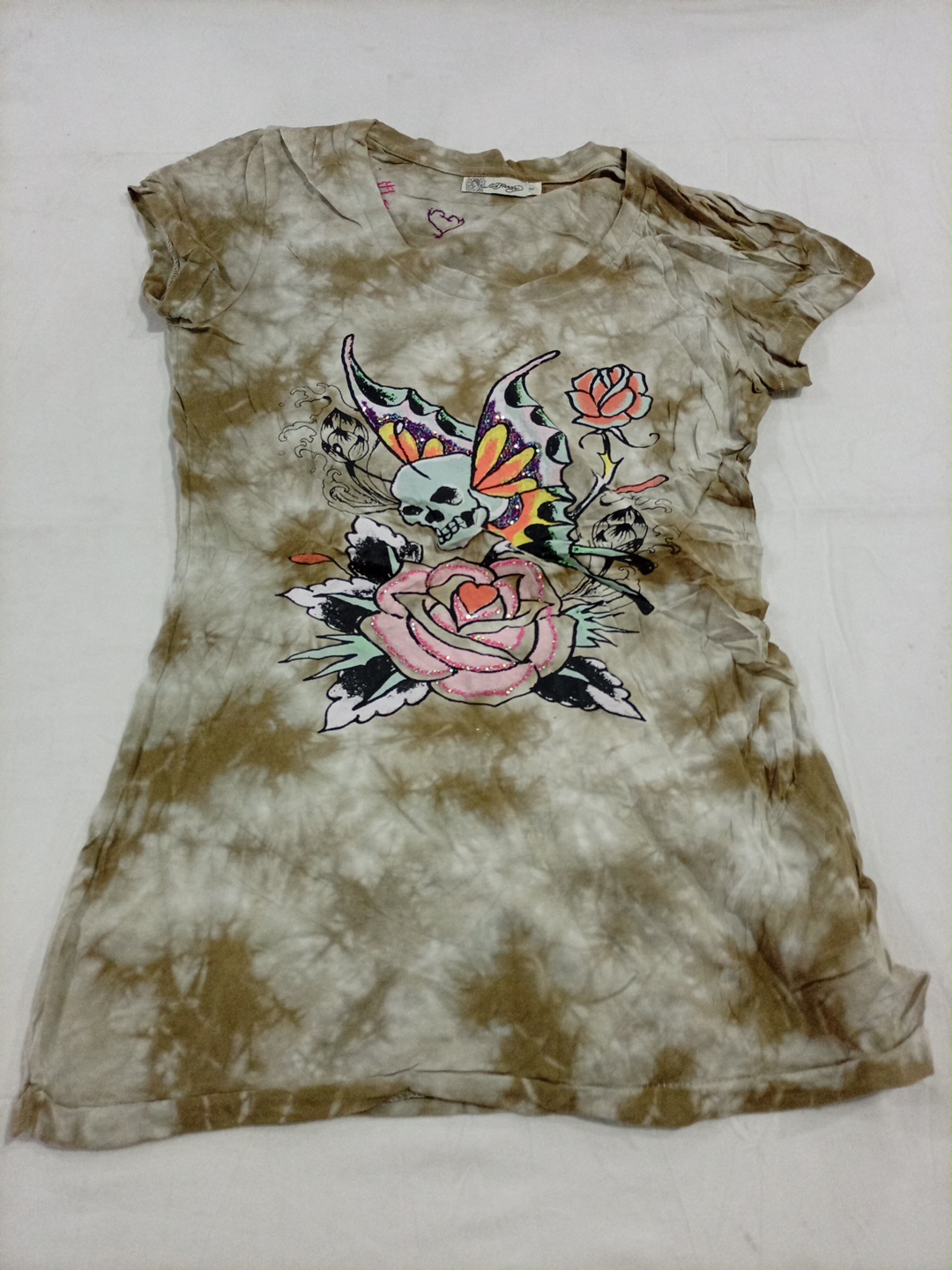 T-Shirt with Tie-Dye and Graphic Print