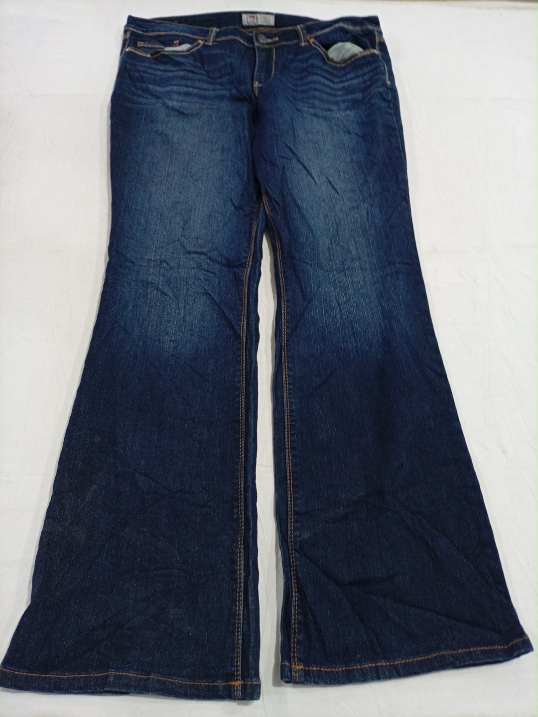 Jeans évasés taille basse bleu foncé