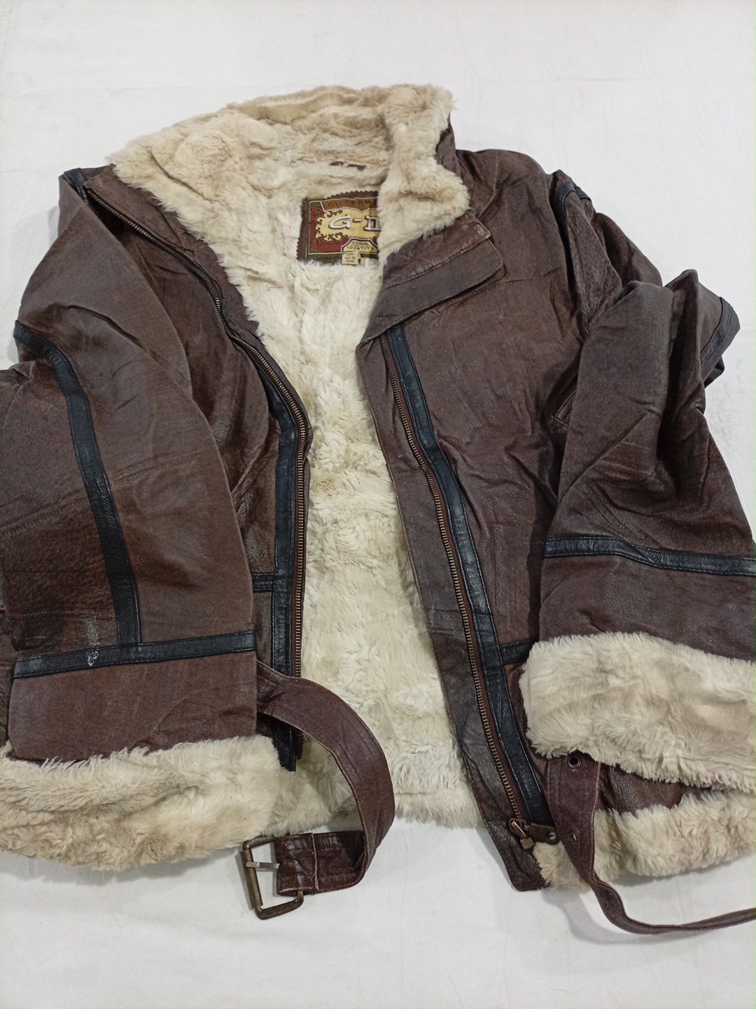 Jaqueta de Couro Marrom com Forro de Pele