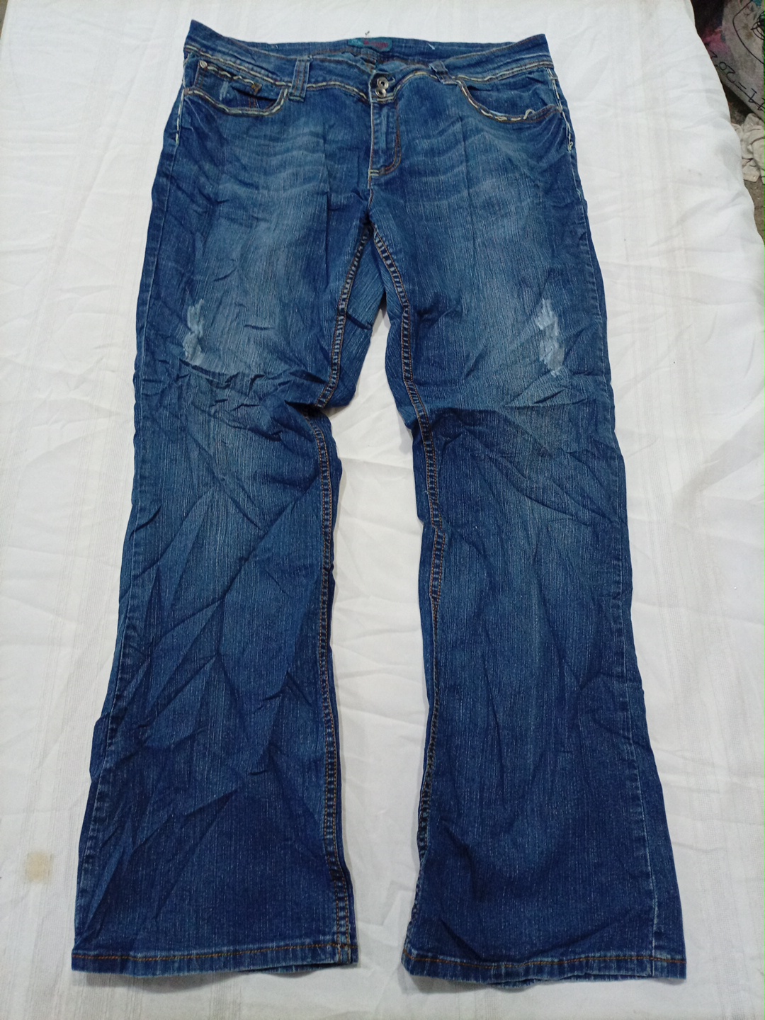 Jean en denim bleu délavé à taille basse Royalty