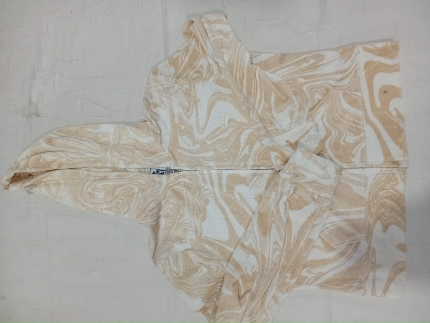 Juicy Couture Marbled Zip-Up Hoodie in Beige and W..