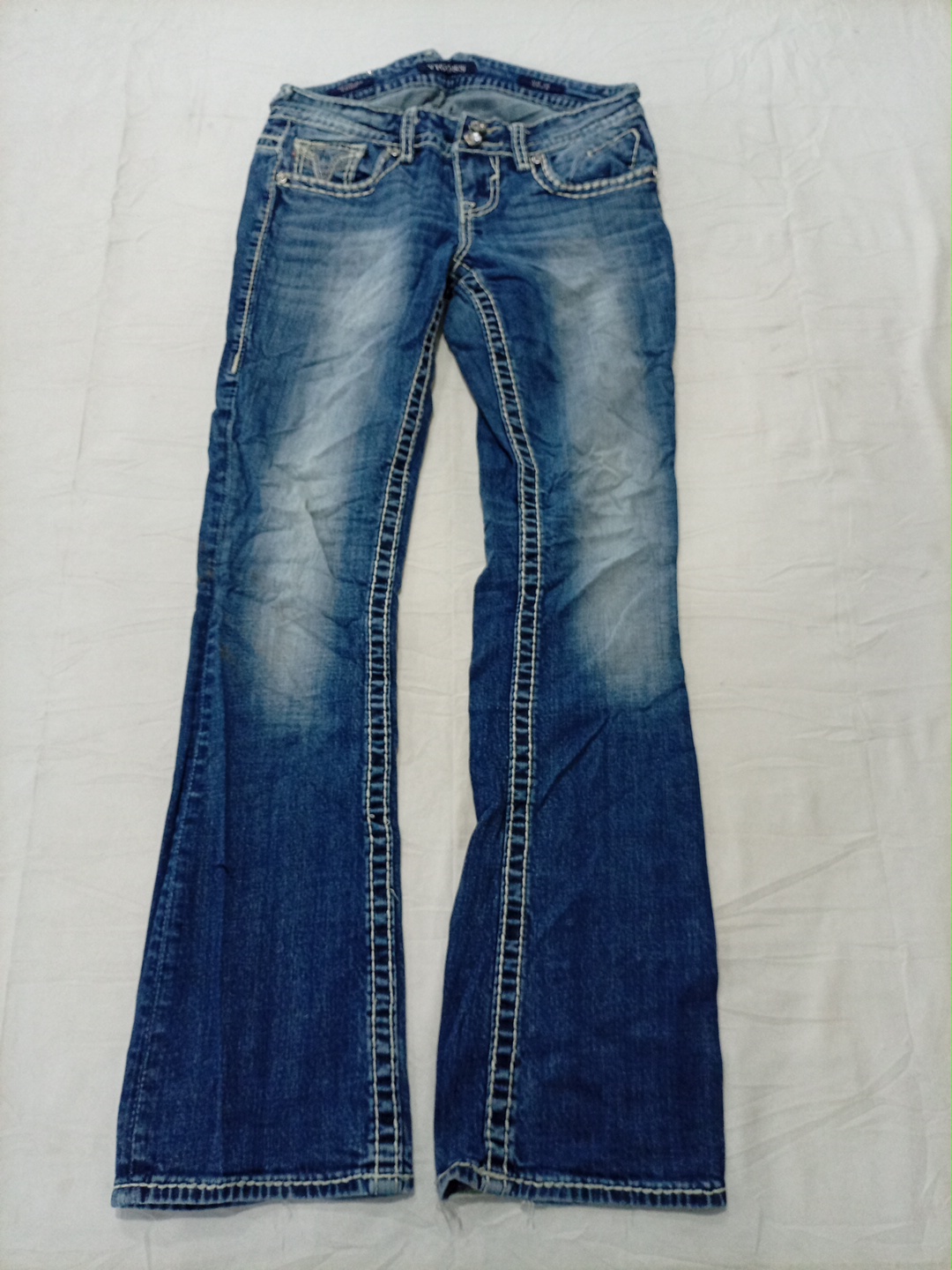 Vigoss Light Wash Flare Jeans with Embellished Poc..