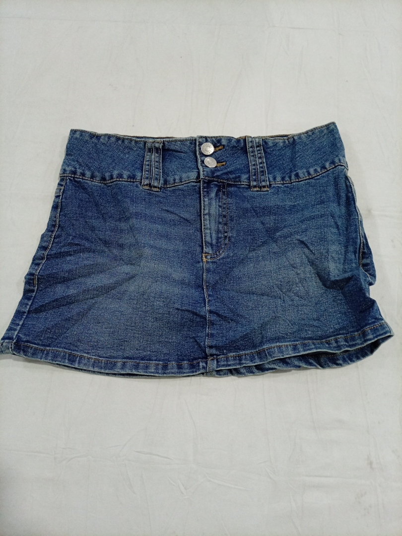 Refuge Denim Mini Skirt in Medium Wash Blue