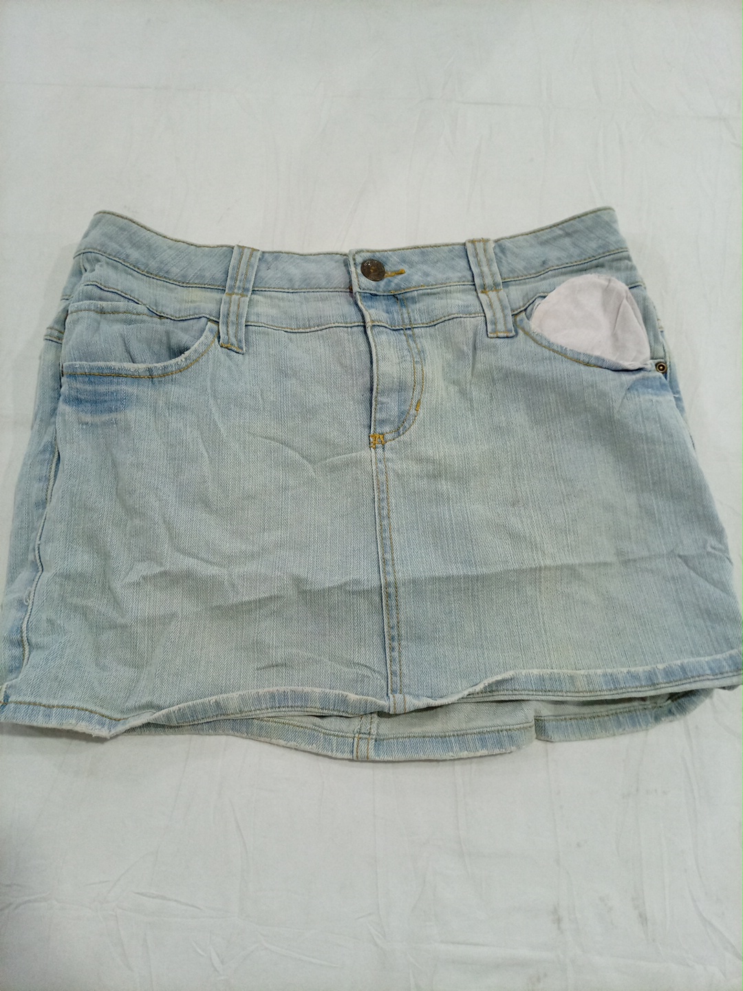 Route 66 Light Wash Denim Mini Skirt