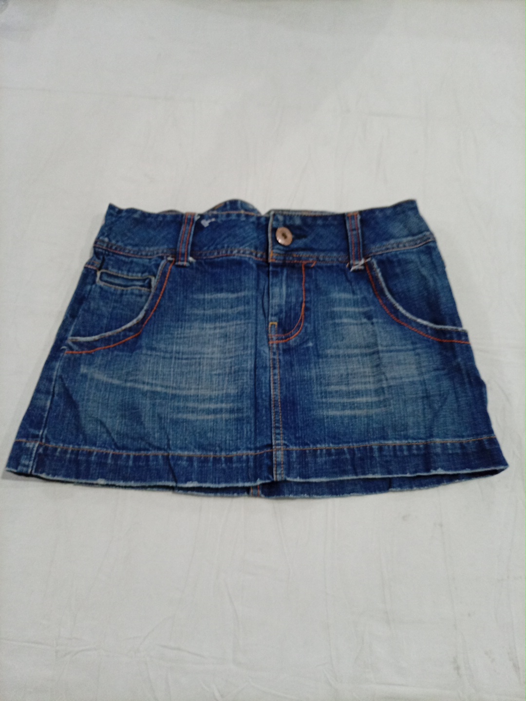 American Eagle Blue Denim Mini Skirt with Orange S..