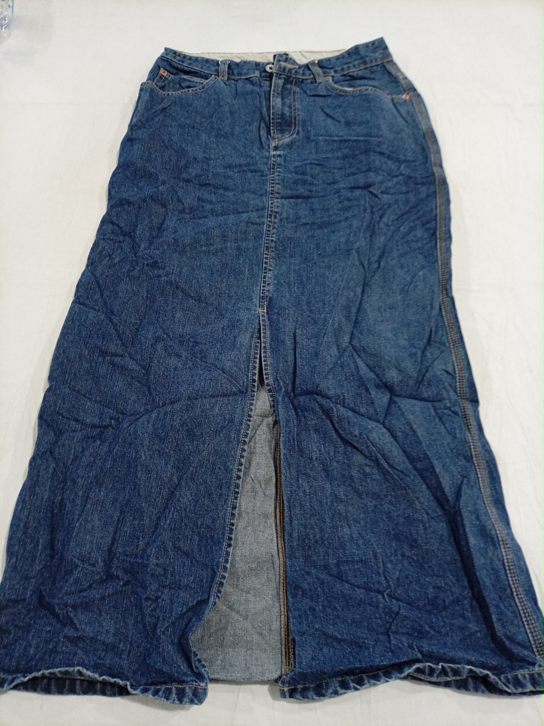 Jupe maxi en denim taille haute GAP avec fente ava..