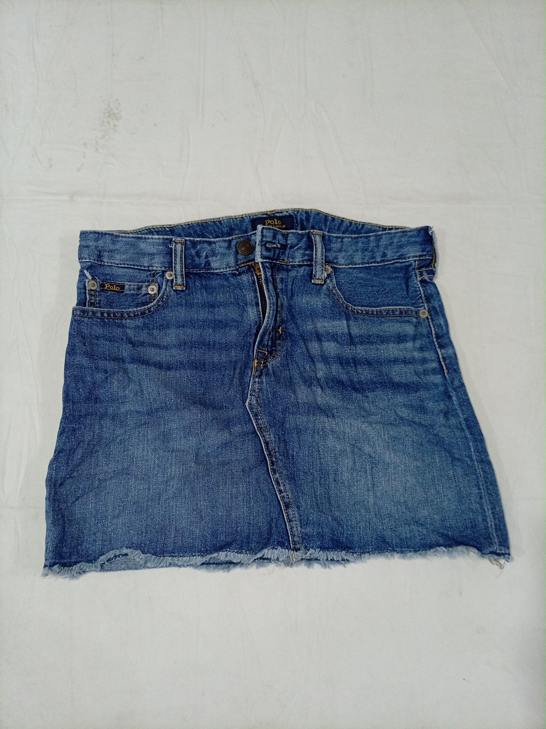 Polo Ralph Lauren Blue Denim Mini Skirt with Fraye..