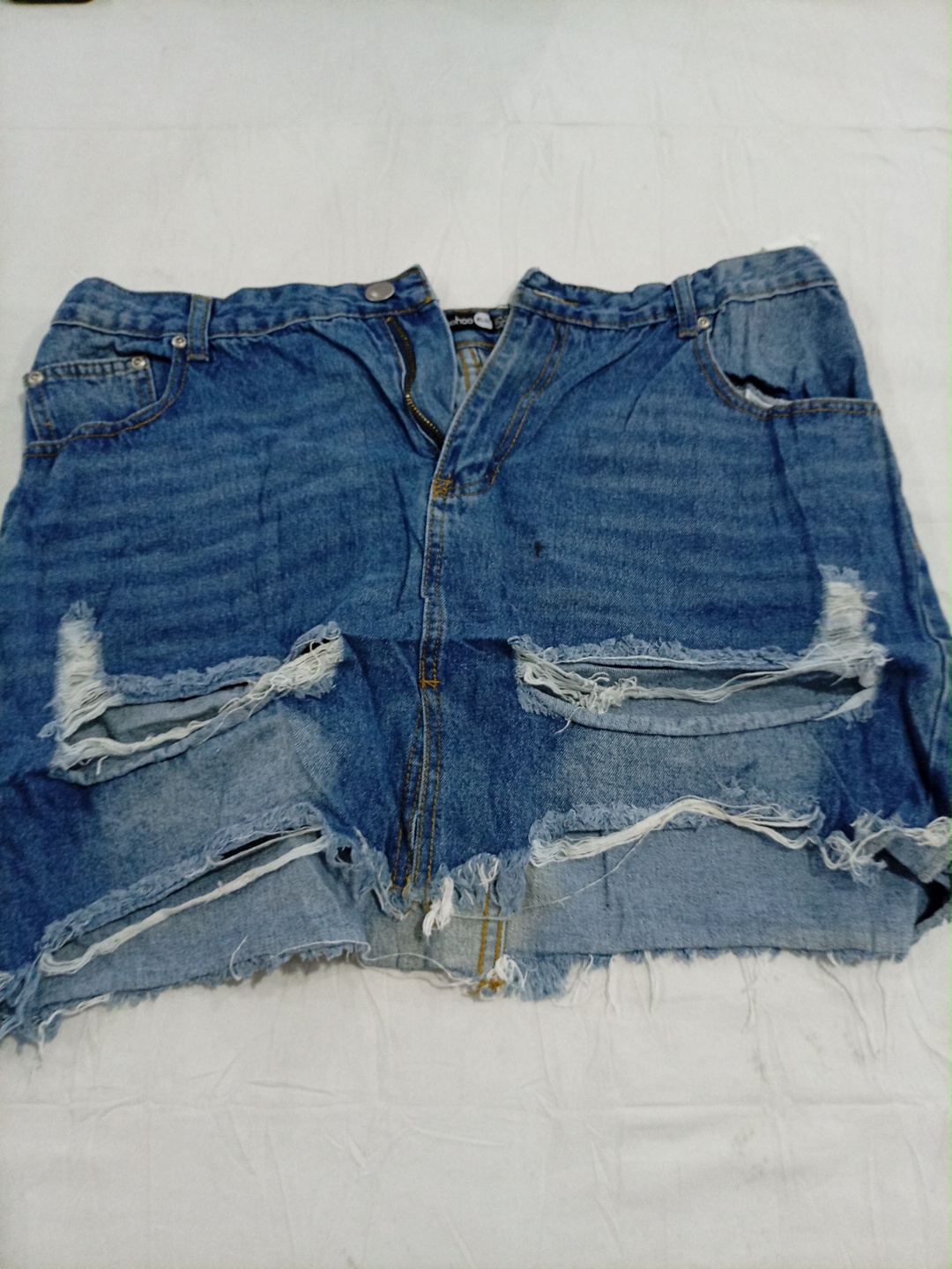 Distressed Denim Mini Skirt by boohoo UK Size 18