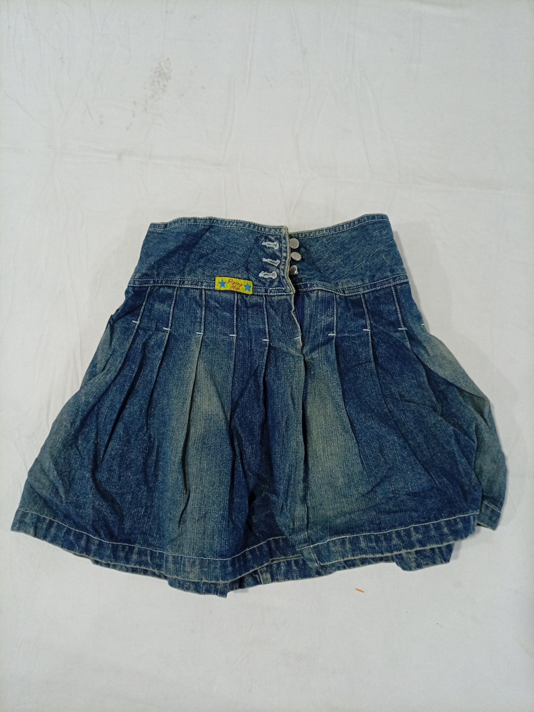 Jupe mini plissée en denim Piping Hot - Lavage ble..