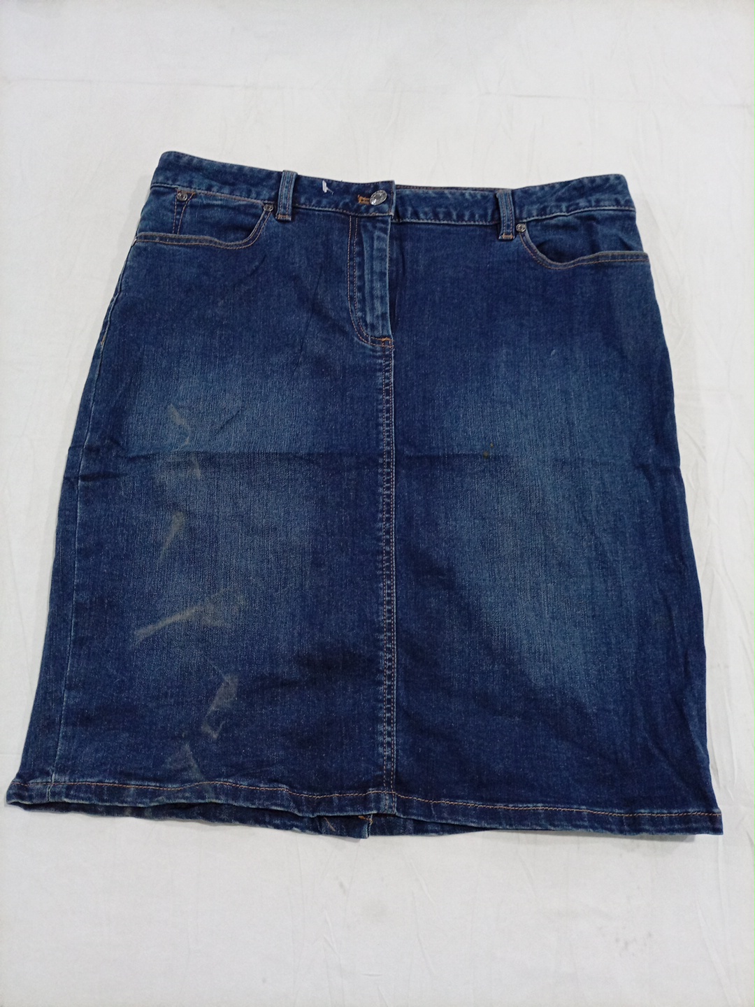 Jupe midi en denim bleu Talbots