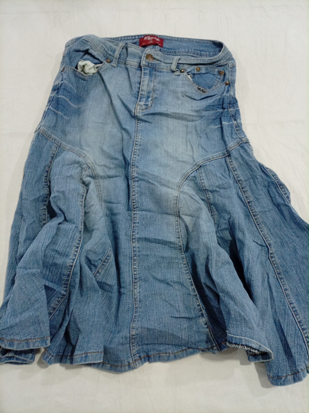 Lipsy Blue Denim Flared Mini Skirt Size 14