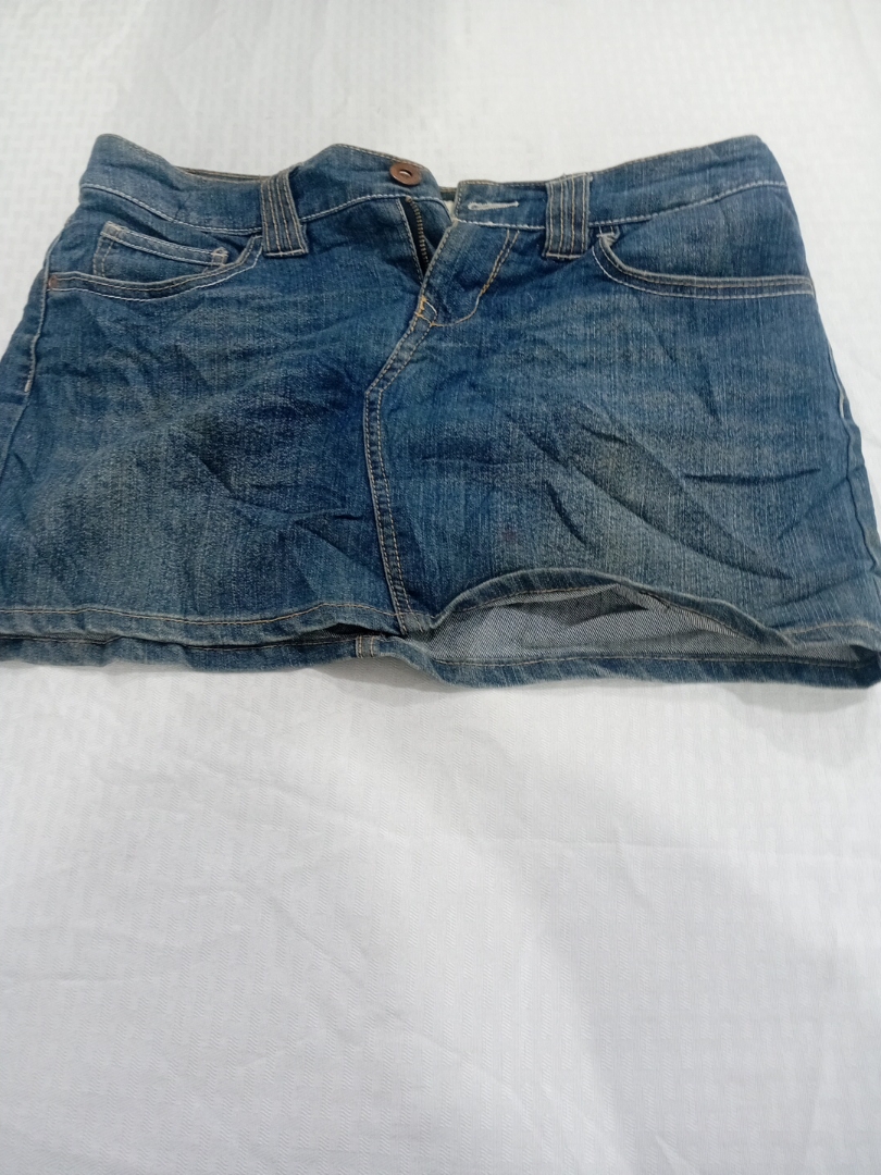 Vintage So Denim Blue Mini Skirt with Contrast Sti..