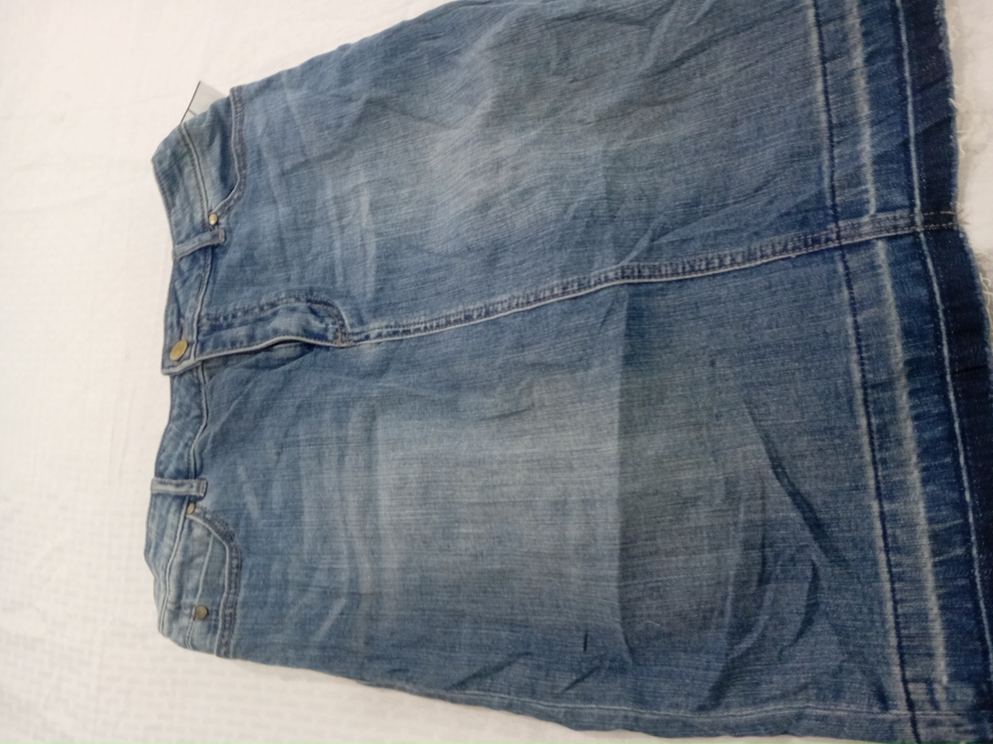 Caslon Blue Denim Mini Skirt with Distressed Fraye..