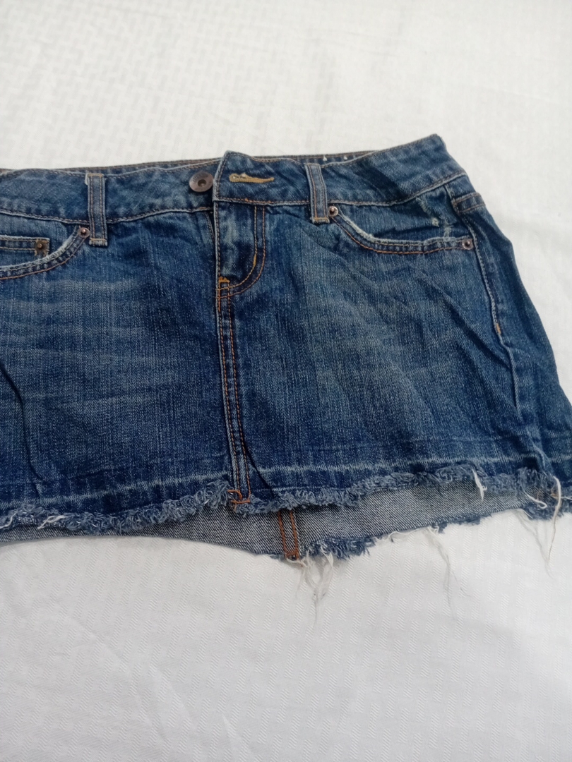 Bershka Distressed Denim Mini Skirt in Washed Blue