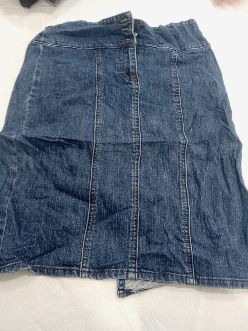 New York & Company Blue Denim Panel Mini Skirt