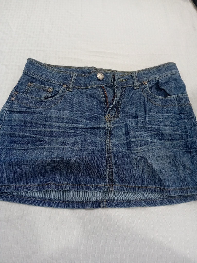 Miss Bon Embroidered Denim Mini Skirt