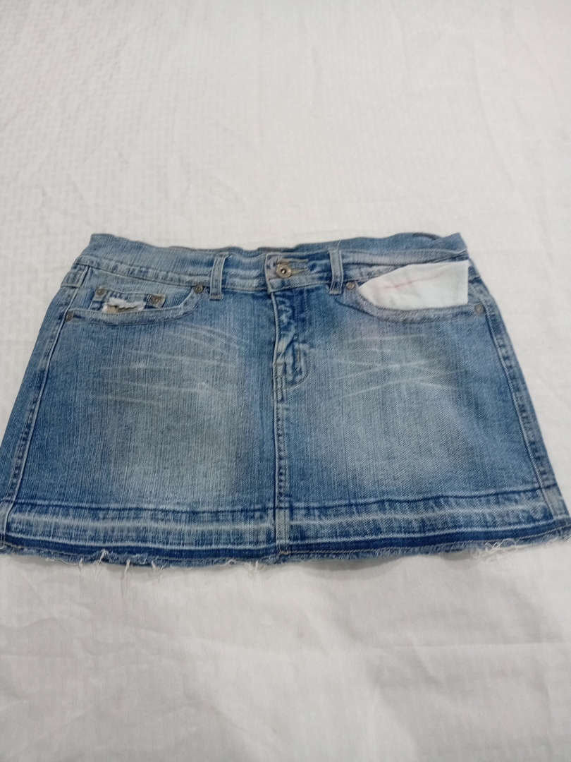 Distressed Blue Denim Mini Skirt by Lola
