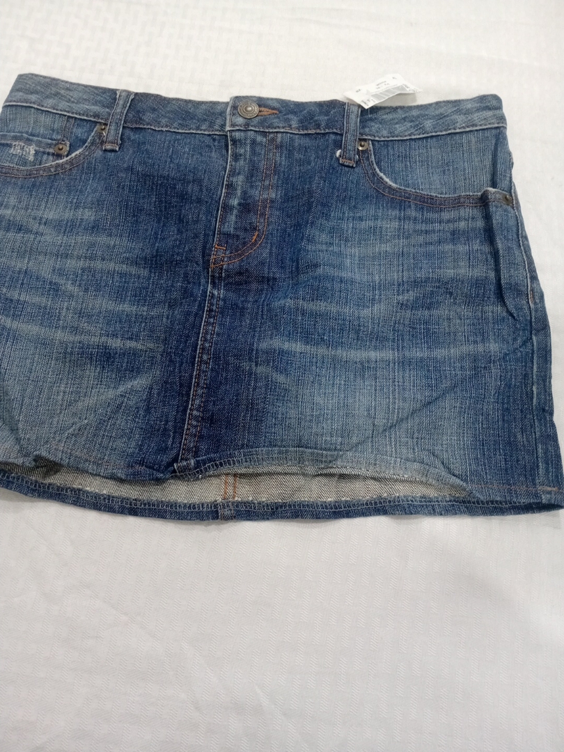 H&M Denim Mini Skirt with Front Zip and Button Clo..