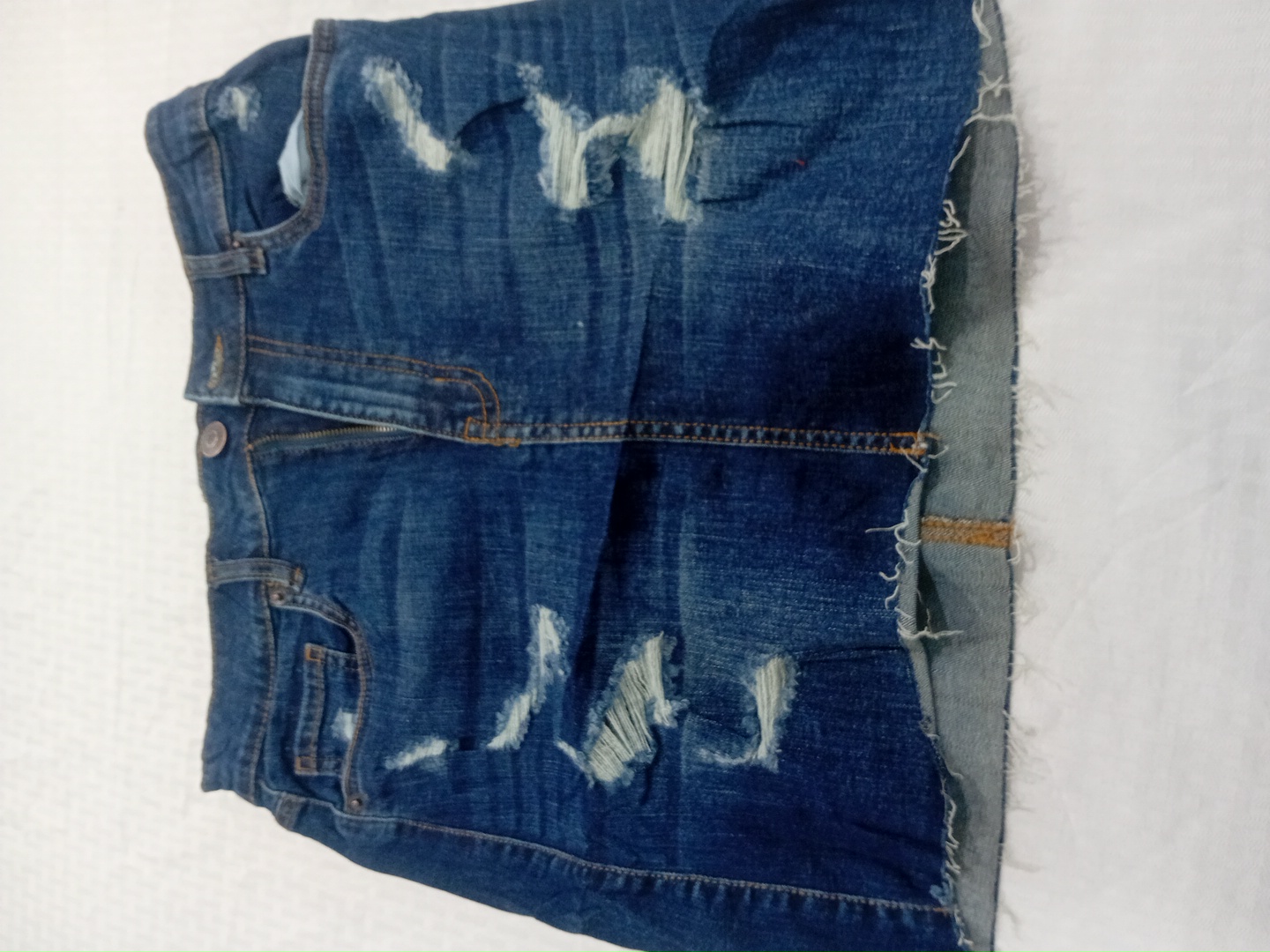 Jupe mini en denim usé taille haute Aeropostale