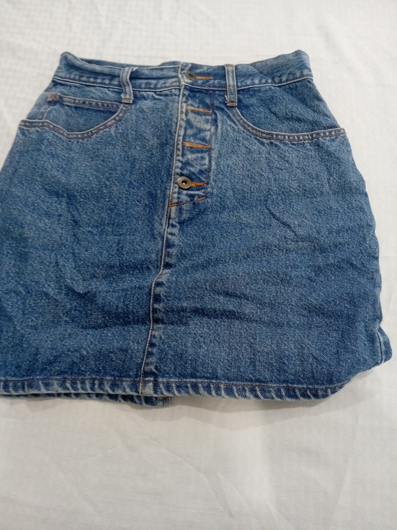 Jupe en denim vintage Rio, devant boutonné