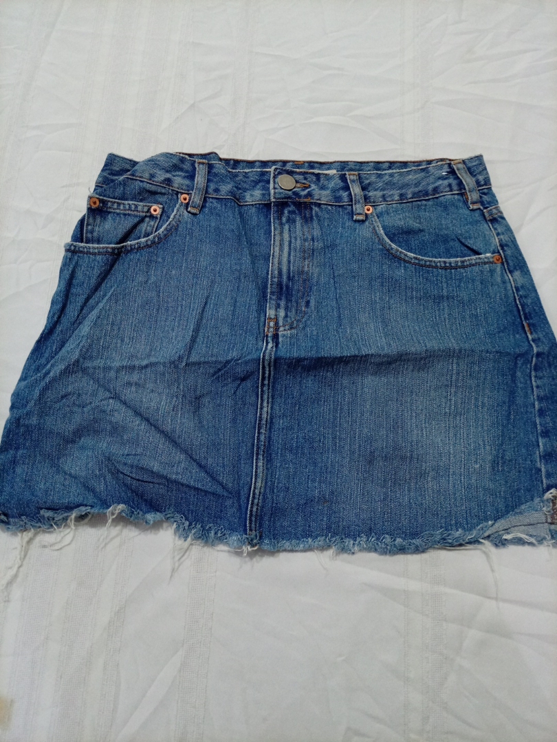 ASOS Blue Denim Mini Skirt with Frayed Hem UK Size..