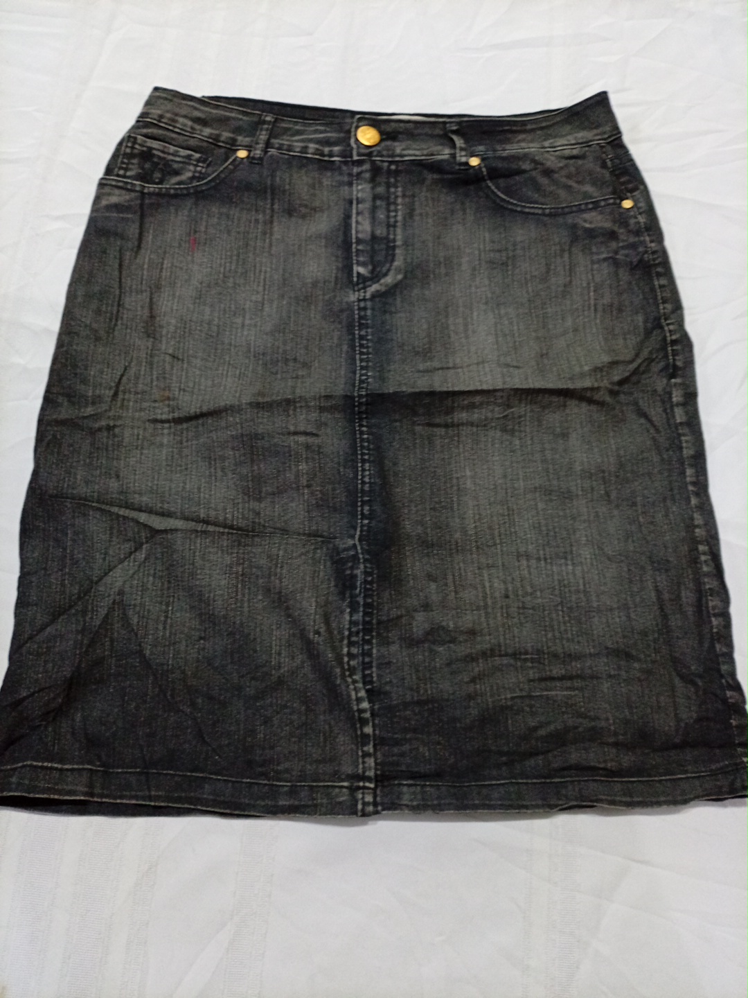 Jupe en denim bleu foncé Vila