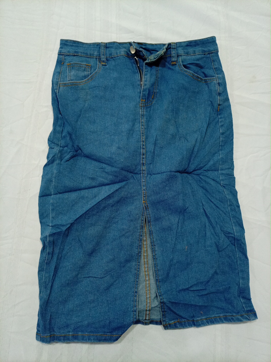 Jupe Mini en Jean Bleu Classique Taille L