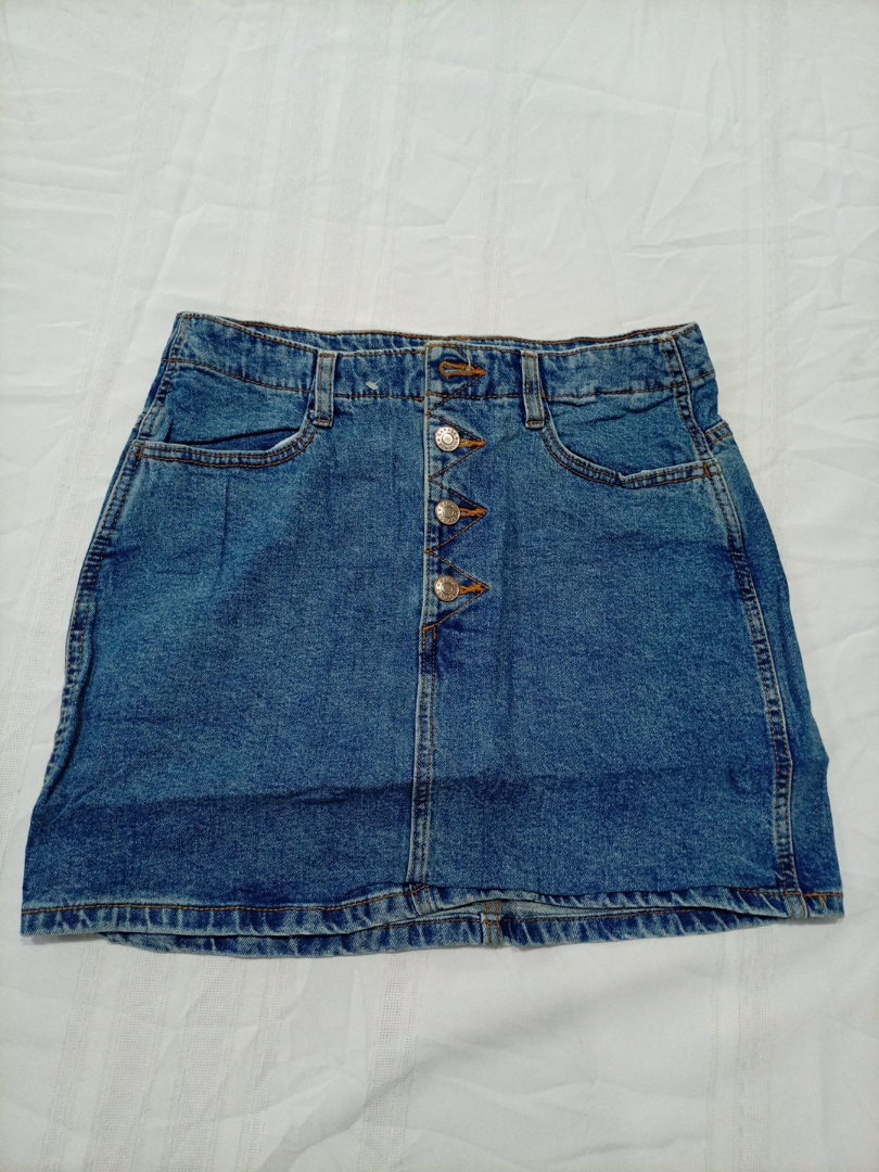 Garage Denim Button-Front Mini Skirt