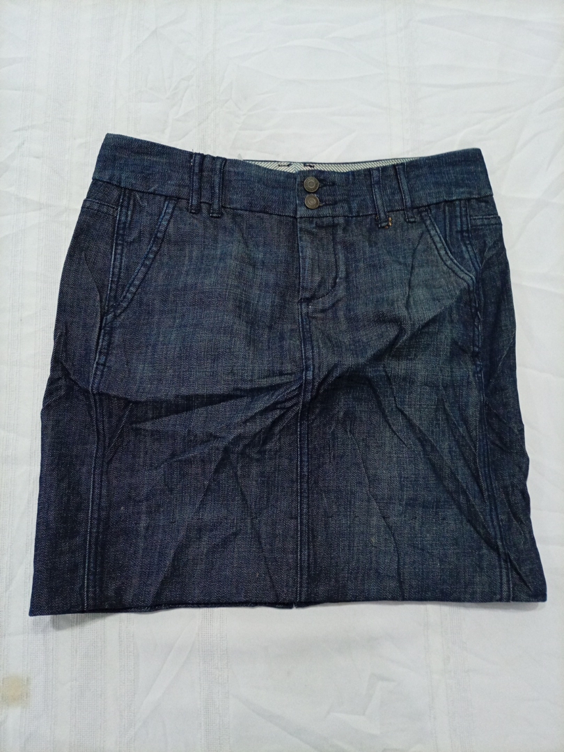 Dark Wash Denim Mini Skirt with Button Front