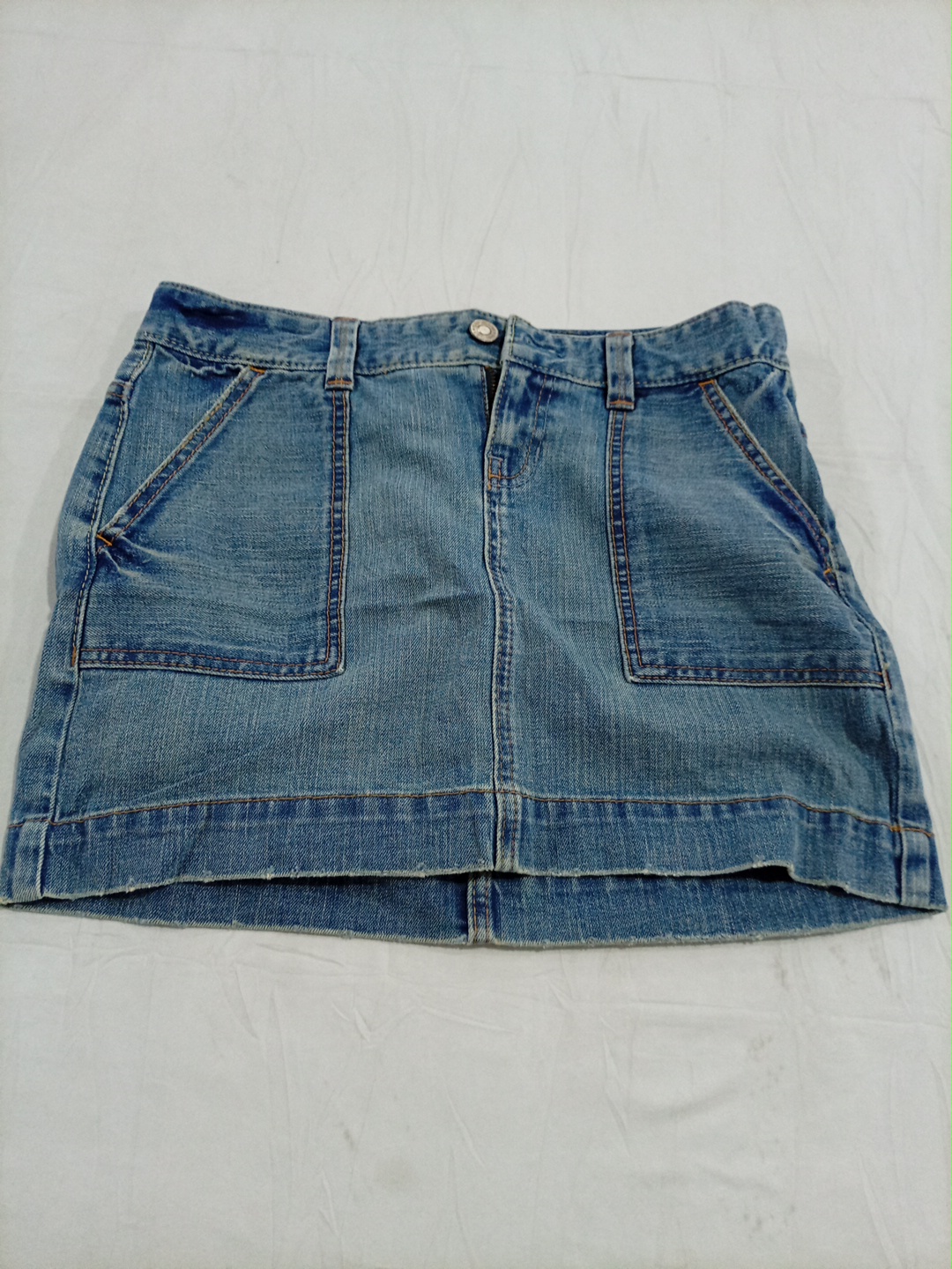 Classic Denim Mini Skirt with Cargo Pockets