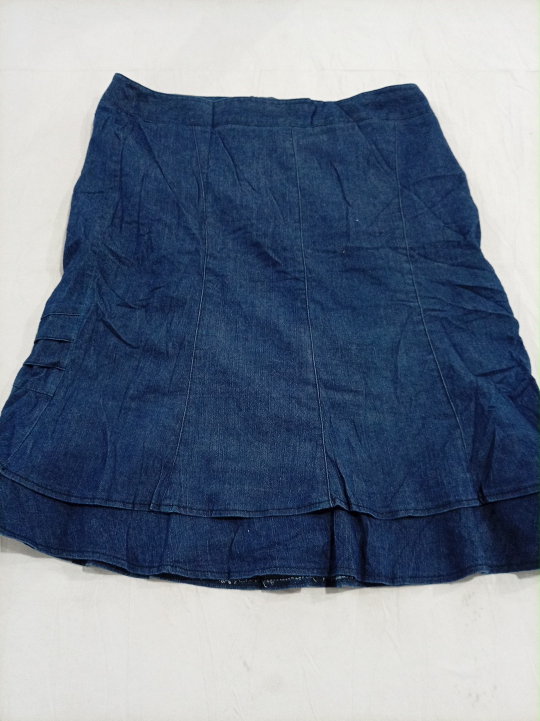 Larry Levine Denim Pleated Mini Skirt