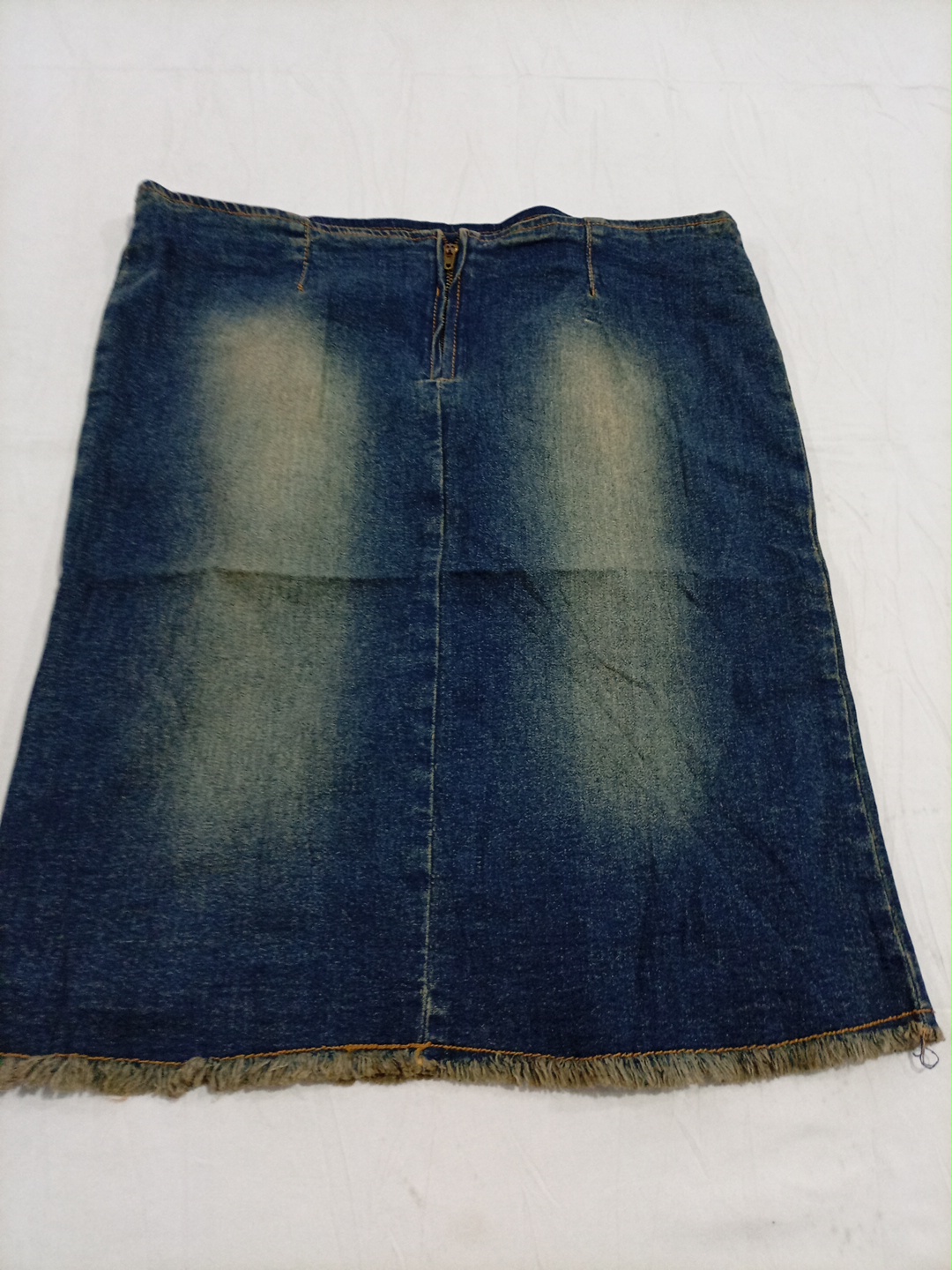 Fast Forward Faded Denim Mini Skirt with Fringe He..
