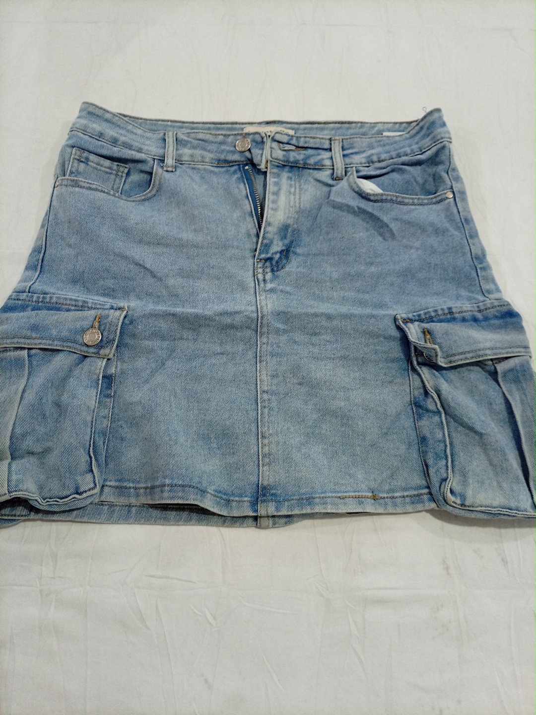 Folyrose Premium Denim Cargo Mini Jupe UK 14