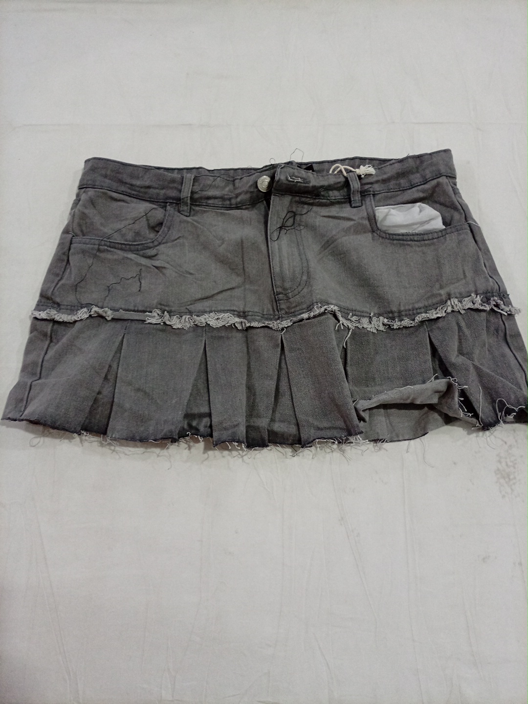 Jupe mini plissée grise usée Refuge Denim XL