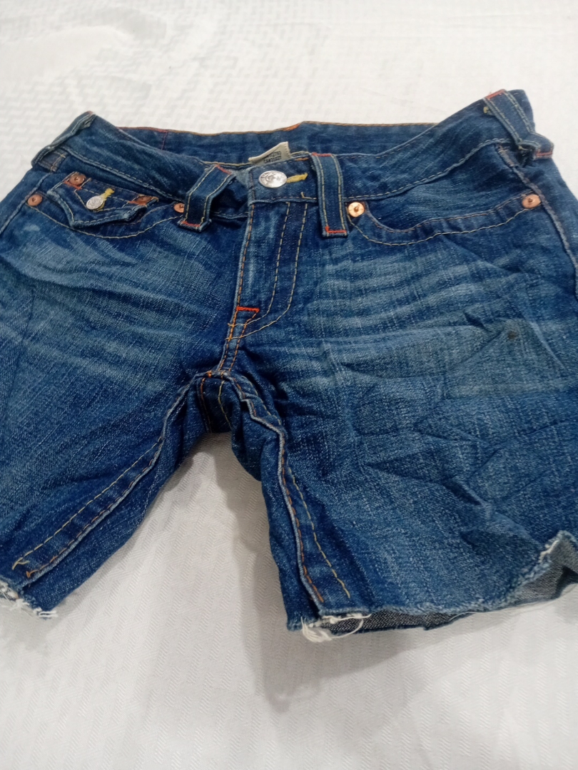 True Religion Distressed Low-Rise Denim Shorts