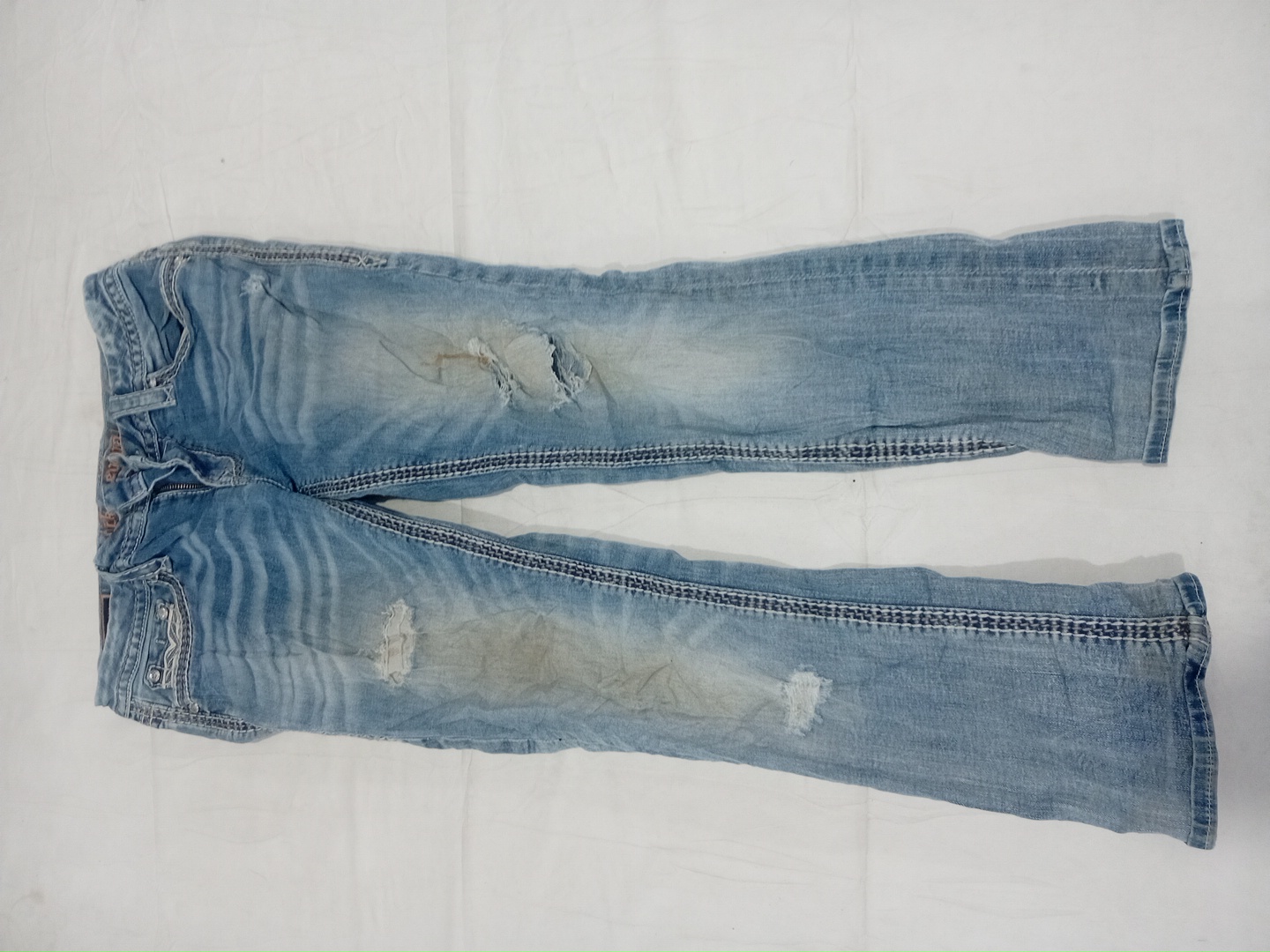 Rock Revival Low-Rise Distressed Bootcut Jeans in ..