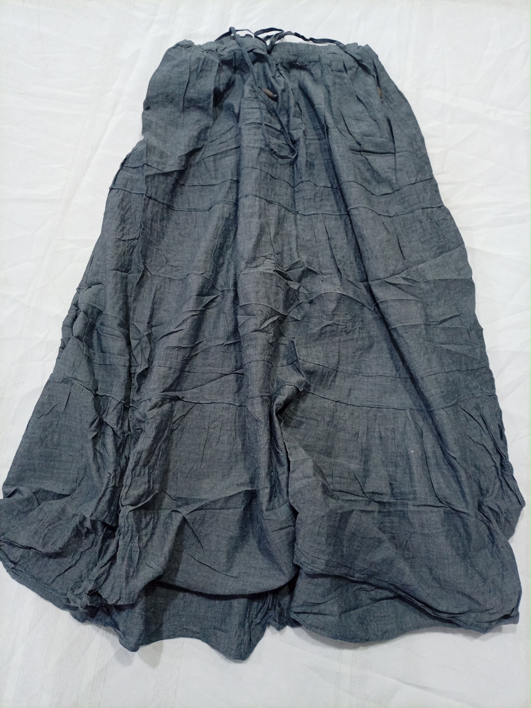 Graue Weite Palazzo-Hose mit Kordelzugbund