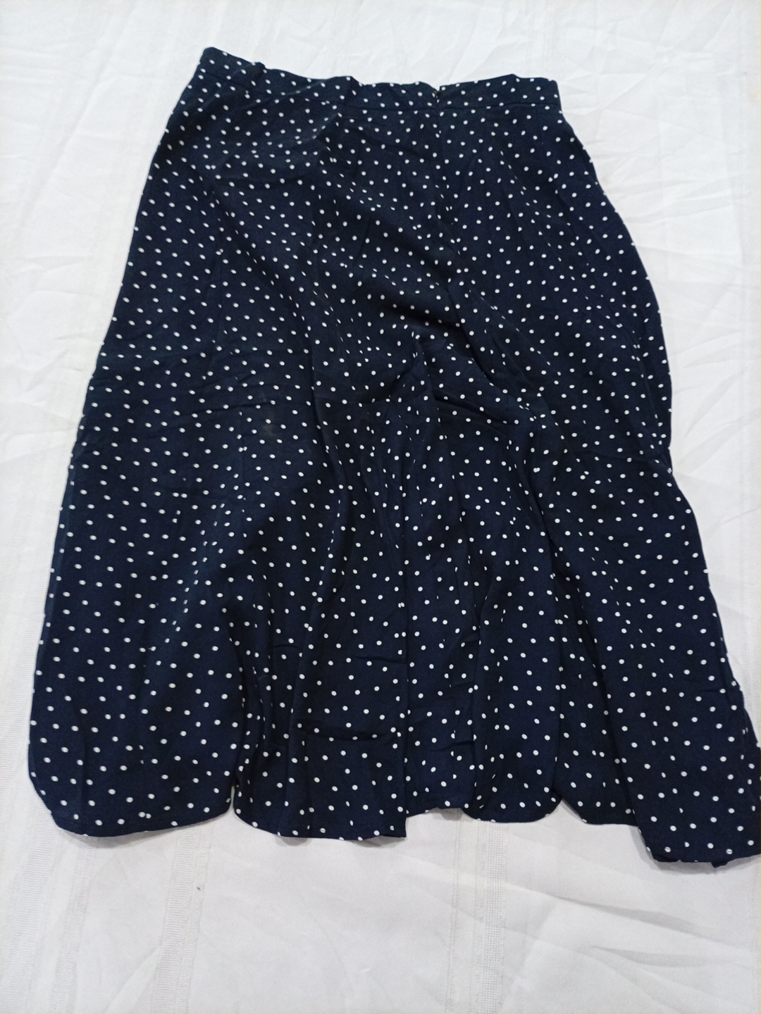 LOFT Navy Blue Polka Dot Midi Skirt
