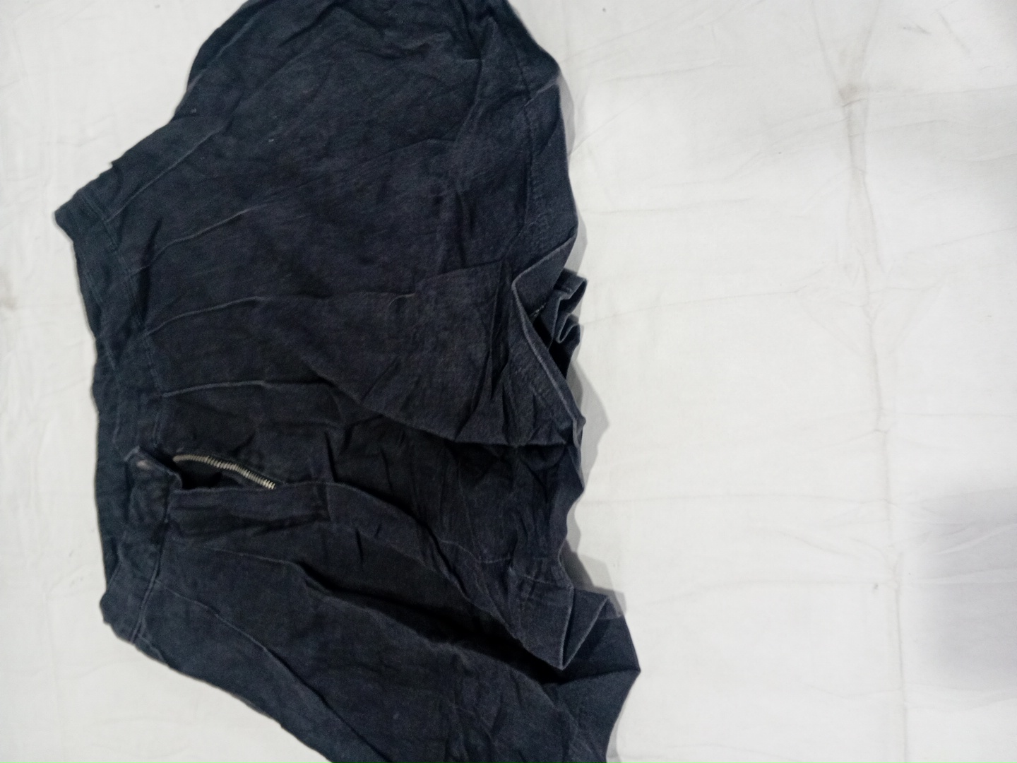 Black Denim Pleated Mini Skirt