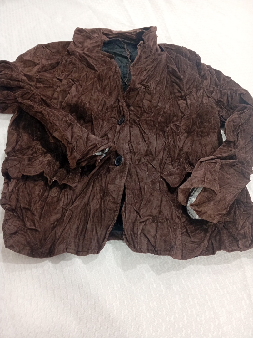 Oversized Crinkled Suede Brown Jacket