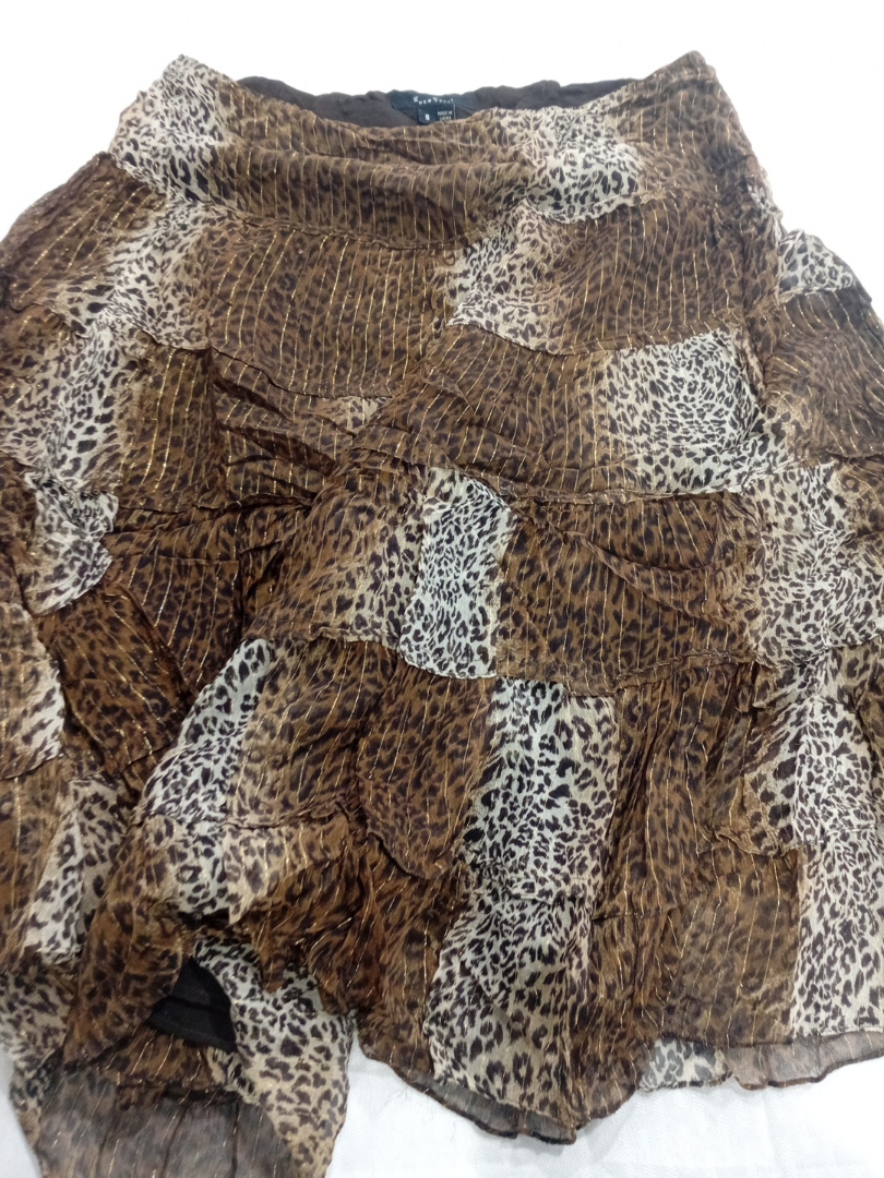 Mango Patchwork Leopard Print Mini Skirt