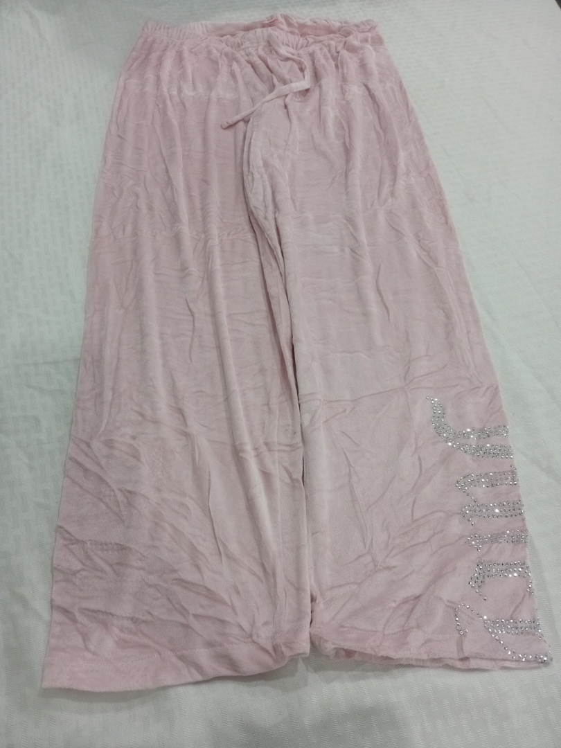 Juicy Couture Pink Velour Sweatpants with Rhinesto..