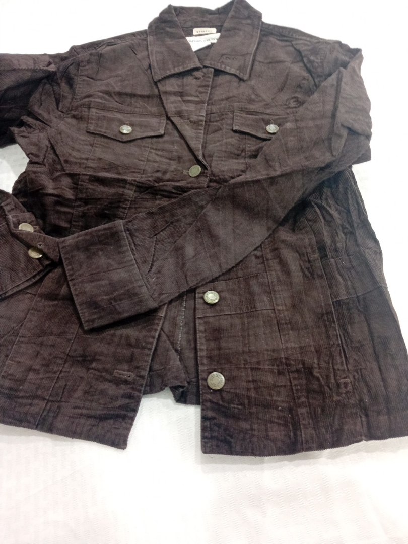 Jones New York Brown Corduroy Long-Sleeve Button-U..