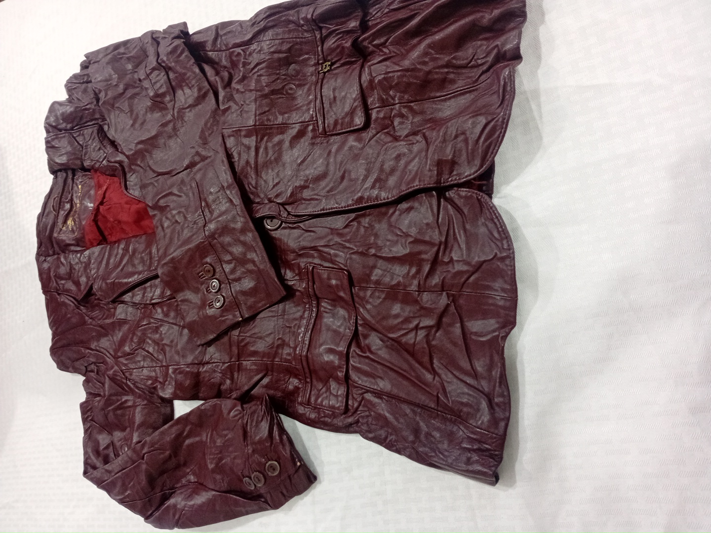 Vintage Esprit Maroon Leather Blazer Jacket Size L