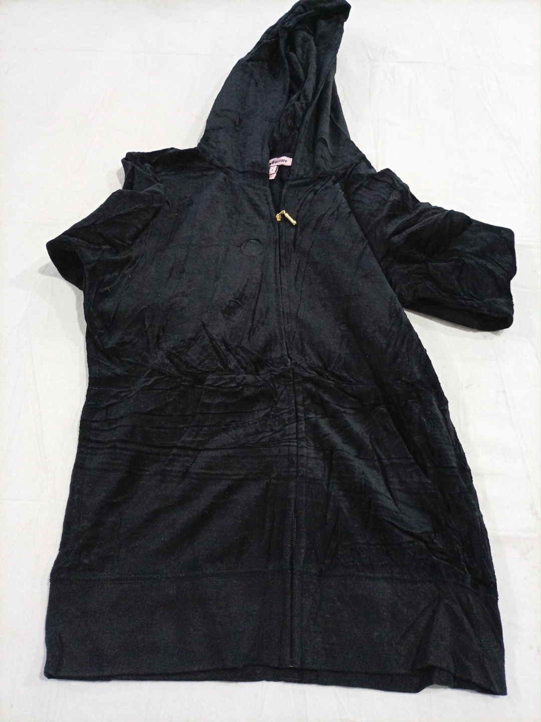 Juicy Couture Black Velour Zip-Up Hoodie with 'Cho..