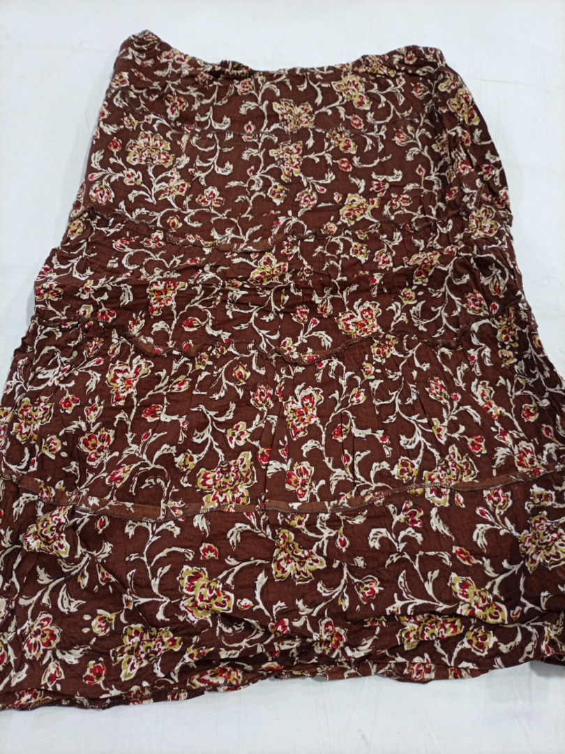 ALC Brown Floral Print Flowy Midi Skirt Size 8