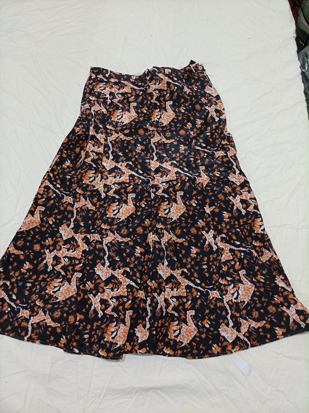 Black Floral Print Flowy Maxi Skirt