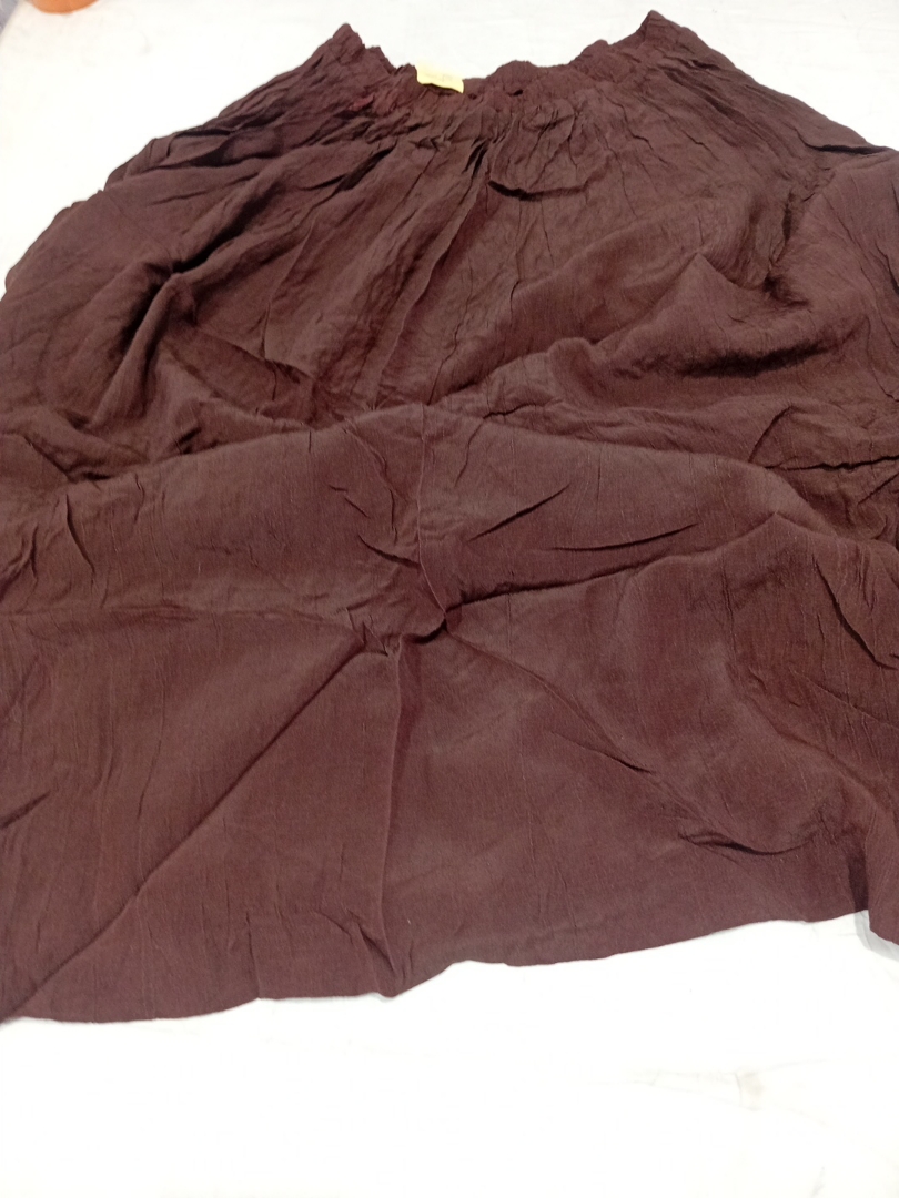 Brown Flowy Maxi Skirt with Elastic Waist