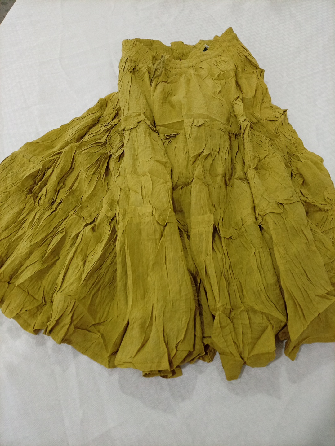MagCart Pleated 100% Cotton Maxi Skirt in Mustard